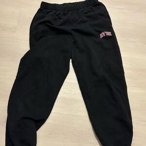 Brandy Melville Black Track Pants with Pink Logo